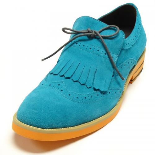 Encore By Fiesso Blue Wingtip Suede Loafer Shoes FI6682